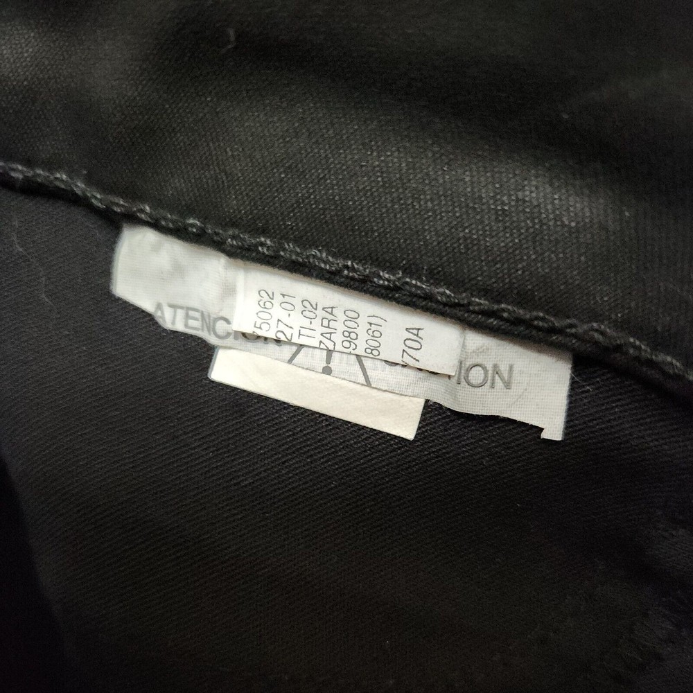 Zara Woman Slim Fit Coated Cropped Pants Size 6 Black Skinny Raw Hem High Rise - Picture 5 of 7